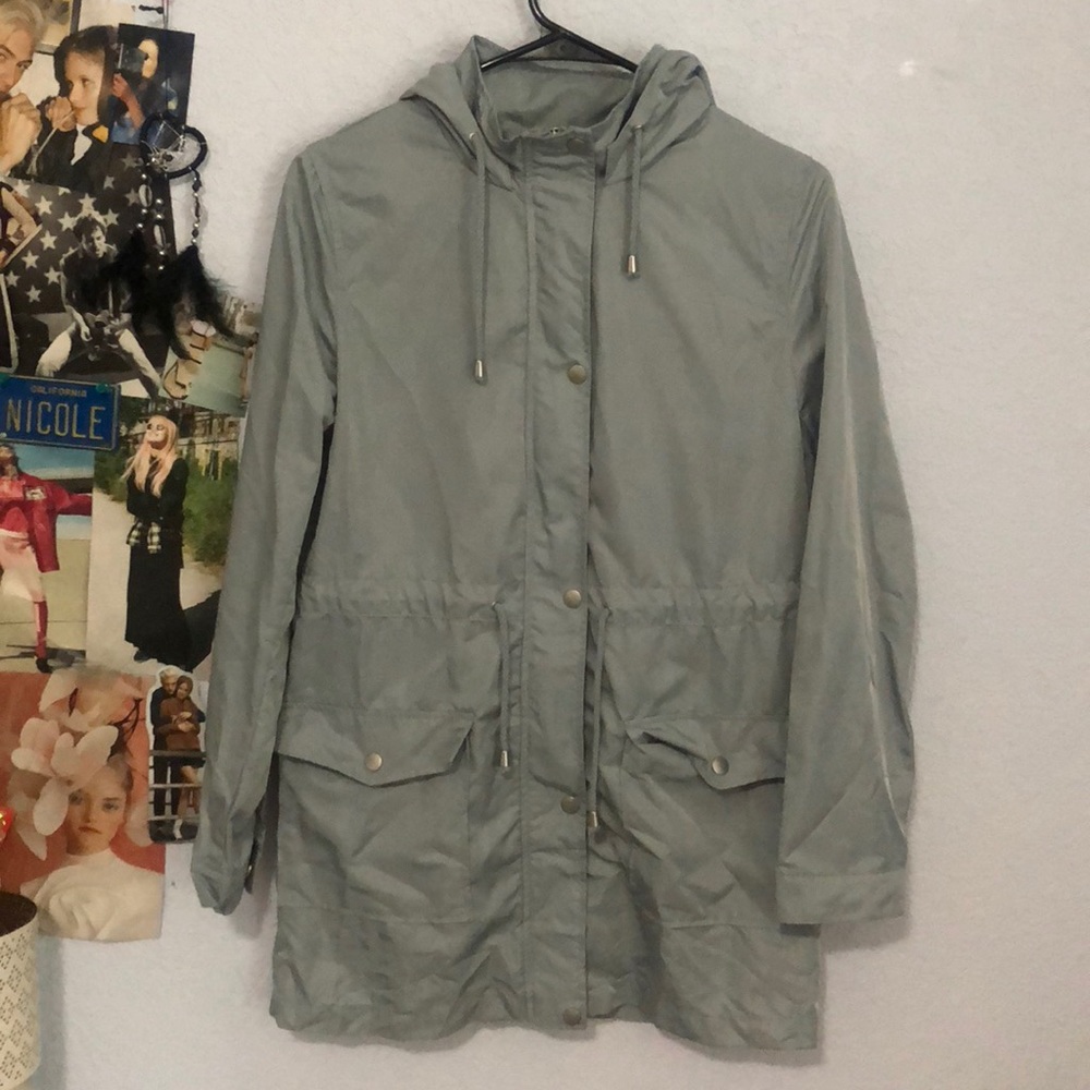 blue raincoat